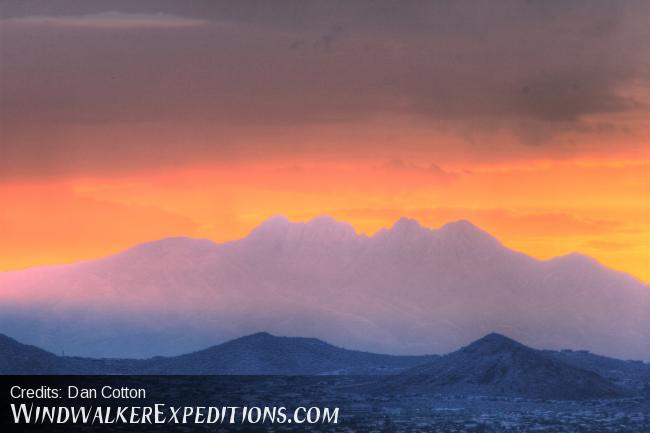 Sunrise photograph of Four Peaks, Arizona
